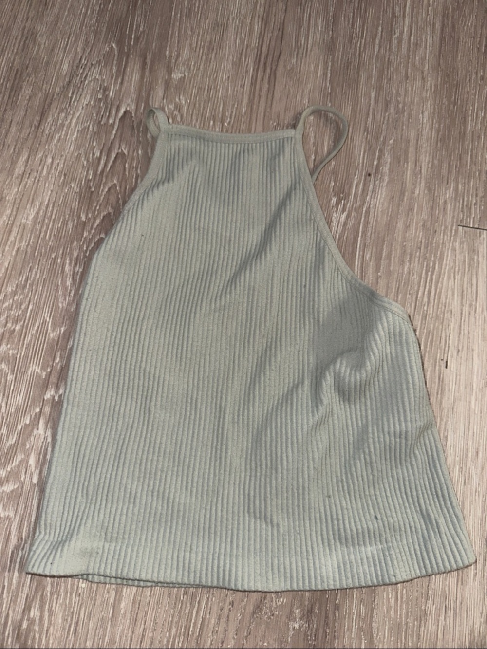 Ribbed High-Neck Tank Top in Light Sage